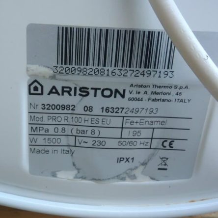 Termo horitzontal ARISTON 95 litres d'ocasió a cabauoportunitats.com Balaguer - Lleida - Catalunya