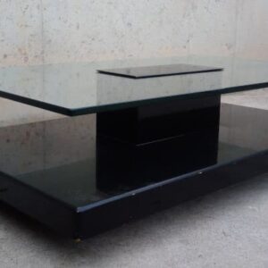 Mesa de centro de cristal y madera 120x70cm de ocasión en cabauoportunitats.com