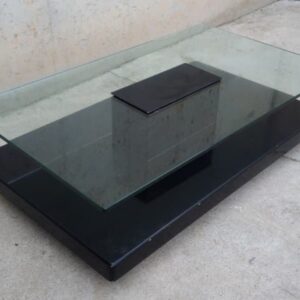 Mesa de centro de cristal y madera 120x70cm de ocasión en cabauoportunitats.com