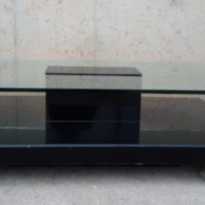 Mesa de centro de cristal y madera 120x70cm de ocasión en cabauoportunitats.com