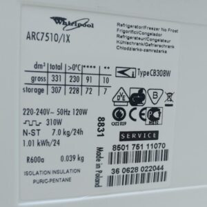 Frigorífico WHIRLPOOL inox 60x60x190cm de ocasión en cabauoportunitats.com