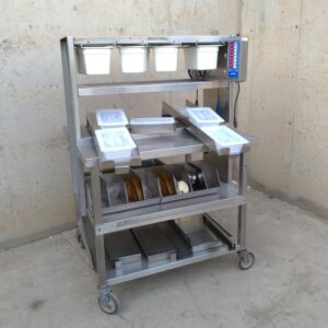 Carro de acero inoxidable con cubetas para hostelería de segunda mano en cabauoportunitats.com