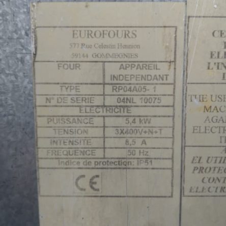Hornos de convección EUROFOURS 78x100x786cm de ocasión en cabauoportunitats.com