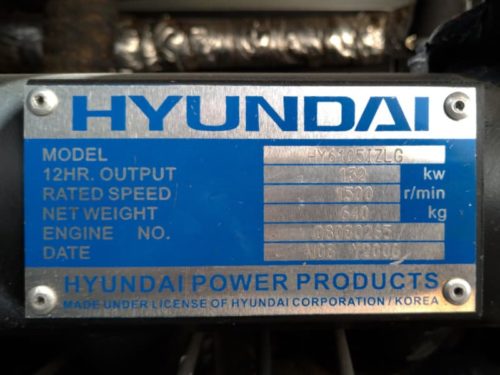 Grup electrogen HYUNDAI 106 KVA de segona mà a cabauoportunitats.com Balaguer - Lleida - Catalunya