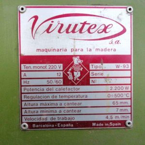 Aplacadora de cantos VIRUTEX W93 de segunda mano en cabauoportunitats.com