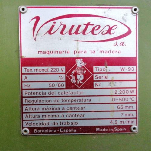 Aplacadora de cantos VIRUTEX W93 de segunda mano en cabauoportunitats.com
