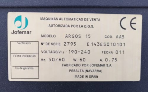 Máquina tabaco JOFEMAR ARGOS 15 de segunda mano en cabauoportunitats.com