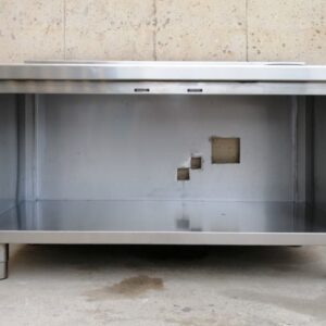 Mesa de trabajo de acero inoxidable con agujero para basura 150x70cm en cabauoportunitats.com
