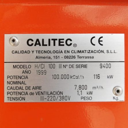 Aerocalefactor CALITEC 100.000 kCal/h de segunda mano en cabauoportunitats.com