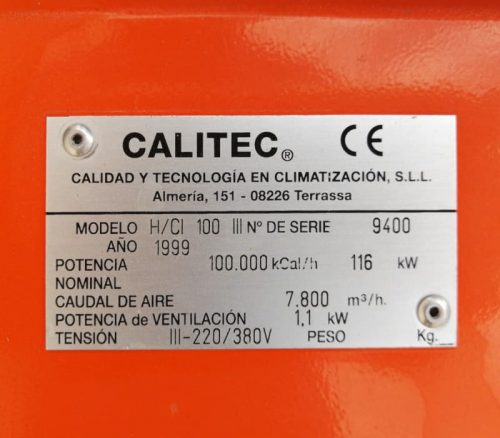 Aerocalefactor CALITEC 100.000 kCal/h de segunda mano en cabauoportunitats.com