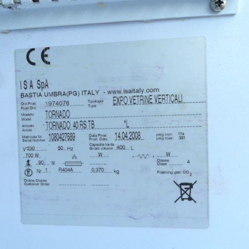 Congelador puerta cristal ISA TORNADO 400 litros de seguna mano en cabauoportunitats.com