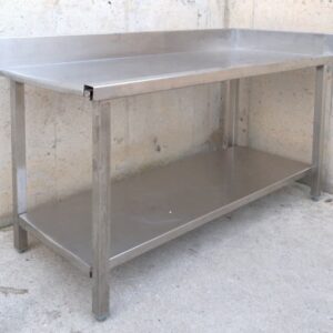 Mesa de trabajo rinconera de inox 150cm de segunda mano en cabauoportunitats.com Balaguer - Lleida - Catalunya
