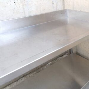 Mesa de trabajo rinconera de inox 150cm de segunda mano en cabauoportunitats.com Balaguer - Lleida - Catalunya