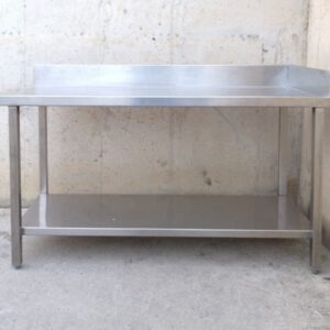 Mesa de trabajo rinconera de inox 150cm de segunda mano en cabauoportunitats.com Balaguer - Lleida - Catalunya