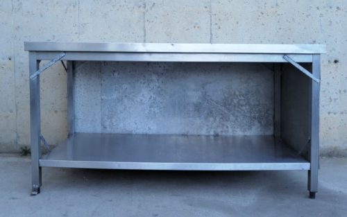 Mesa central de inox de 160x70cm de segunda mano en cabauoportunitats.com  Balaguer - Lleida - Catalunya