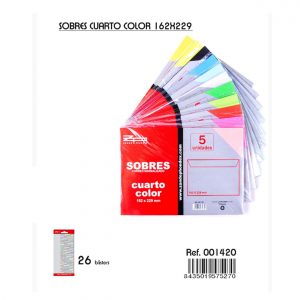 Lot de 26 paquets de sobres de colors nous en venda a cabauoportunitats.com Balaguer - Lleida - Catalunya