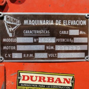 Grúa para obra HUMSA PH-300 de segunda mano en venta en cabauoportunitats.com