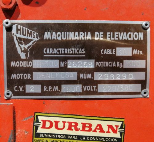Grúa para obra HUMSA PH-300 de segunda mano en venta en cabauoportunitats.com