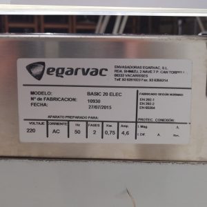 Envasadora al vacío EGARVAC BASIC 20 de segunda mano en cabauoportunitats.com