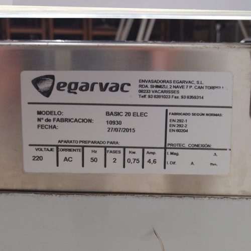 Envasadora al vacío EGARVAC BASIC 20 de segunda mano en cabauoportunitats.com