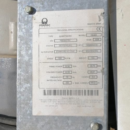 Generador eléctrico PRAMAC GSA 65 seminuevo en venta en cabauoportunitats.com Balaguer - Lleida - Catalunya