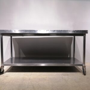 Taula d'acer inoxidable amb rodes d'ocasió en venda a cabauoportunitats.com Balaguer - Lleida - Catalunya