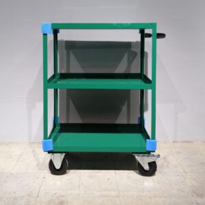 Carro de chapa con tres baldas para taller con tara estética en cabauoportunitats.com