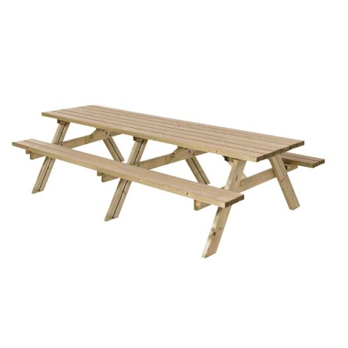 Mesa de madera con bancos para exterior nueva en cabauoportunitats.com