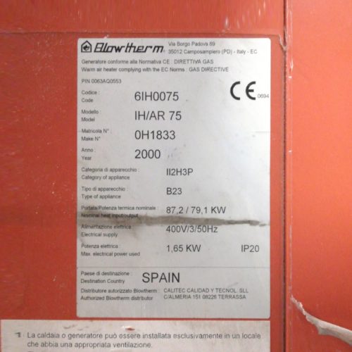 Bomba de calor BLOWTHERM IH/AR 75 de segona mà en venda a cabuoportunitats.com Balaguer - Lleida -Catalunya