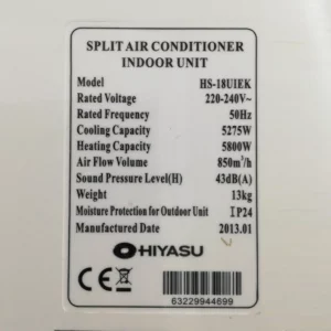 Aire acondicionado HIYASU HOS-18UIEK de segunda mano en venta en cabauoportunitats.com