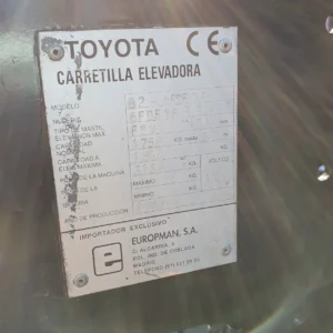 Carretilla elevadora TOYOTA FDF 18 de segunda mano en cabauoportunitats.com