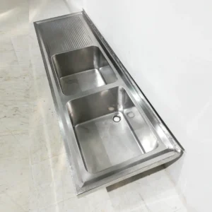 Fregadero de inox de 2 senos de 195x60cm de segunda mano en venta en cabauoportunitats.com