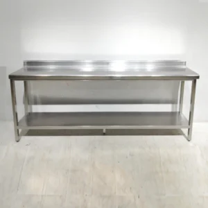 Mesa de acero inoxidable de 270x40cm de segunda mano en venta en cabauoportunitats.com Balaguer - Lleida - Catalunya