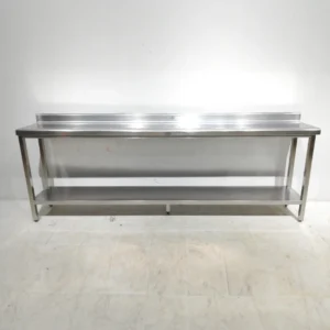 Mesa de acero inoxidable de 270x40cm de segunda mano en venta en cabauoportunitats.com Balaguer - Lleida - Catalunya