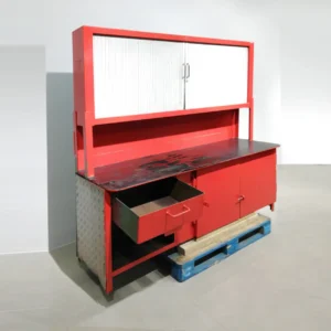 Banc de treball de 201cm de segona mà amb armari de taula i calaix en venda a cabauoportunitats.com Balaguer - Lleida - Catalunya