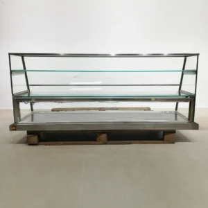 Vitrina neutra de 2 pisos (150x40x60cm) en venda a cabauoportunitats.com