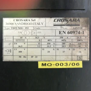 Soldadora de fil CROSARA THIN MIG 353 de segona mà en venda a cabauoportunitats.com