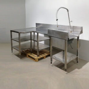 Fregadera de inox en L 235cm en venta en cabauoportunitats.com