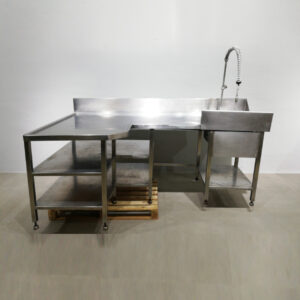 Fregadera de inox en L 235cm en venta en cabauoportunitats.com