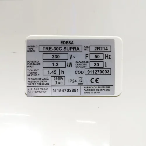 Termo de agua caliente EDESA (30 litros) de segunda mano en venta en cabauoportunitats.com Balaguer - Lleida - Cataluña