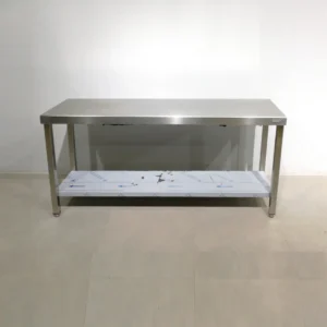 Taula d'acer inoxidable de 160x50x87cm de segona mà en venda a cabauoportunitats.com