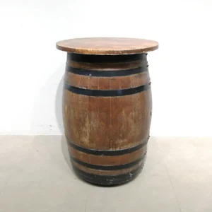 Taula de fusta en forma de barril en venda a cabauoportunitats.com