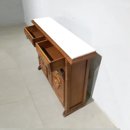 Armari antic de 100x25x78cm amb marbre blanc de segona mà en bon estat en venda a cabauoportunitats.com