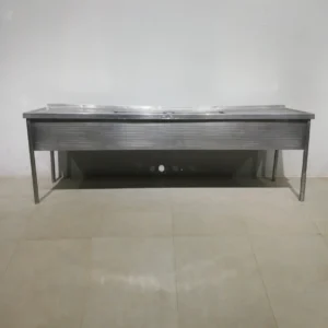 Fregadero de acero inoxidable con escurridora 260x60x88cm de segunda mano en venta en cabauoportunitats.com 