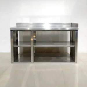 Taula d'acer inoxidable 165x50x101 cm de segona mà per a fregidores, fogons... en venda a cabauoportunitats.com