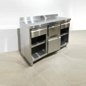 Mesa cafetero de acero inoxidable de 150x60x81cm en venda a cabauoportunitats.com
