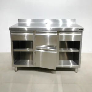 Mesa cafetero de acero inoxidable de 150x60x81cm en venda a cabauoportunitats.com
