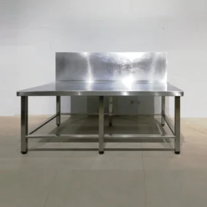 Mesa baja de acero inoxidable 140x80x55cm de segunda mano para freidoras, fogones... en venta en cabauoportunitats.com