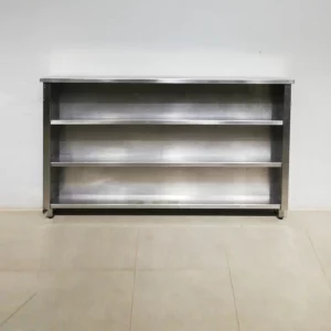 Prestatgeria de paret d'acer inoxidable de segona mà (190x20x109cm) d'ocasió en venda a cabauoportunitats.com