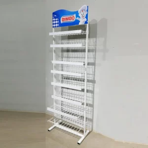 Expositor para tienda metálico con 8 estantes de segunda mano 69x38x205 cm en venta en cabauoportunitats.com